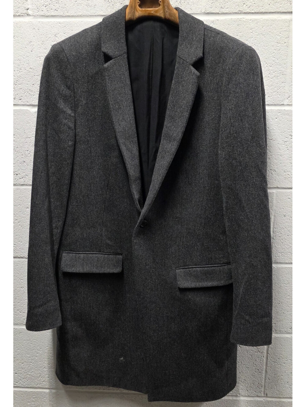 Allsaints Moon Fido Coat Wool Grey Flannel Long Overcoat Coat Mens 38R M